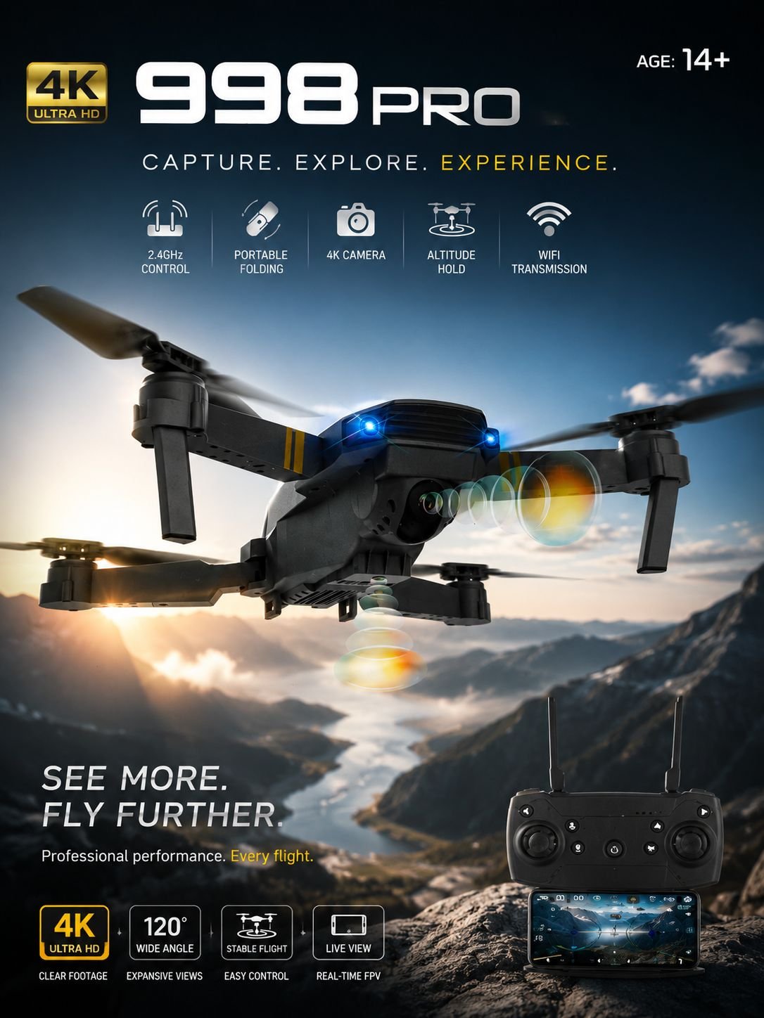 998 PRO DRONE TRIPAL BATTERY